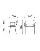 Sedia da attesa - Struttura in acciaio cromato, schienale forato e braccioli in polipropilene - sedile con imbottitura - CAM
