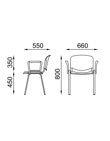 Sedia da attesa - Struttura in acciaio colore nero, braccioli in polipropilene e schienale forato - sedile con imbottitura - CAM