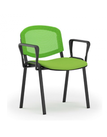 Sedia da attesa - Struttura in acciaio colore nero, braccioli in polipropilene e schienale forato - sedile con imbottitura - CAM