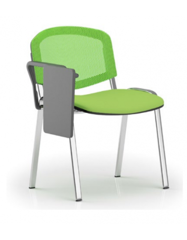 Sedia da attesa - Struttura in acciaio cromato e schienale forato - con bracciolo e tavoletta - sedile imbottito - CAM