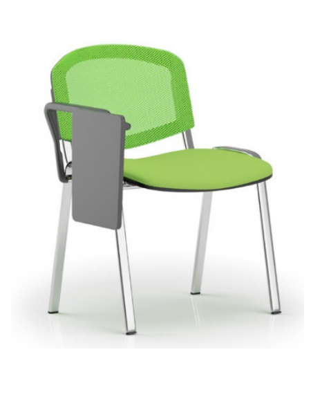 Sedia da attesa - Struttura in acciaio cromato e schienale forato - con bracciolo e tavoletta - sedile imbottito - CAM