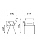 Sedia da attesa - Struttura in acciaio cromato e schienale forato - con bracciolo e tavoletta - sedile imbottito - CAM