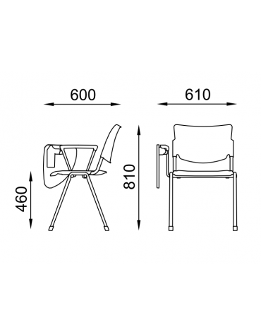 Sedia da attesa - Struttura in acciaio colore grigio e schienale forato - con bracciolo e tavoletta - sedile imbottito - CAM