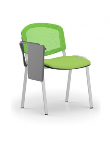 Sedia da attesa - Struttura in acciaio colore grigio e schienale forato - con bracciolo e tavoletta - sedile imbottito - CAM