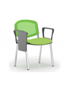 Sedia da attesa - Struttura in acciaio cromato e schienale forato - con braccioli e tavoletta - sedile imbottito - CAM