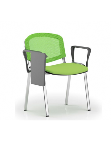 Sedia da attesa - Struttura in acciaio cromato e schienale forato - con braccioli e tavoletta - sedile imbottito - CAM