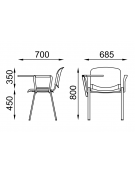Sedia da attesa - Struttura in acciaio cromato e schienale forato - con braccioli e tavoletta - sedile imbottito - CAM