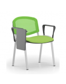 Sedia da attesa - Struttura in acciaio colore grigio e schienale forato - con braccioli e tavoletta - sedile imbottito - CAM