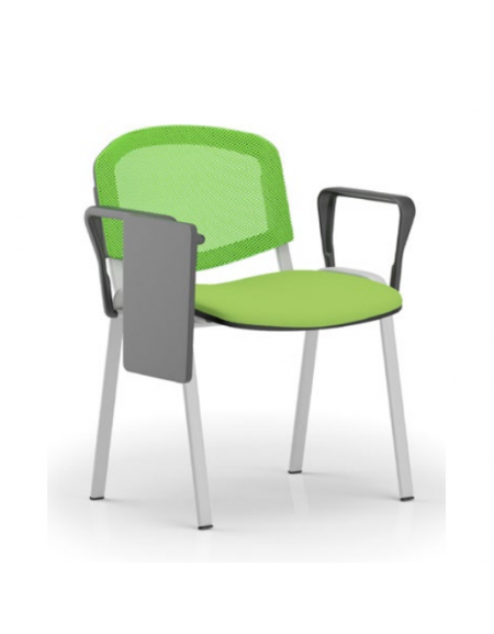 Sedia da attesa - Struttura in acciaio colore grigio e schienale forato - con braccioli e tavoletta - sedile imbottito - CAM