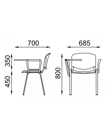 Sedia da attesa - Struttura in acciaio colore nero e schienale forato - con braccioli e tavoletta - sedile imbottito - CAM