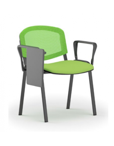 Sedia da attesa - Struttura in acciaio colore nero e schienale forato - con braccioli e tavoletta - sedile imbottito - CAM