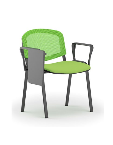 Sedia da attesa - Struttura in acciaio colore nero e schienale forato - con braccioli e tavoletta - sedile imbottito - CAM