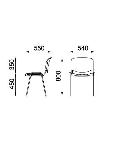 Sedia fissa da attesa e conferenza imbottita con telaio in acciaio cromato - Certificata CAM