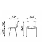 Sedia fissa da attesa e conferenza imbottita con telaio in acciaio colore grigio - Certificata CAM