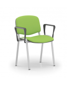 Sedia fissa da attesa e conferenza imbottita con telaio in acciaio colore grigio e braccioli in nylon nero - Certificata CAM