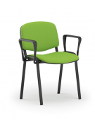 Sedia fissa da attesa e conferenza imbottita con telaio in acciaio colore nero e braccioli in nylon nero - Certificata CAM