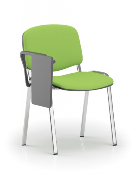 Sedia fissa da attesa e conferenza imbottita con telaio in acciaio cromato - bracciolo e tavoletta in nylon nero - CAM