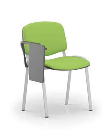 Sedia fissa da attesa e conferenza imbottita con telaio in acciaio colore grigio - bracciolo e tavoletta in nylon nero - CAM