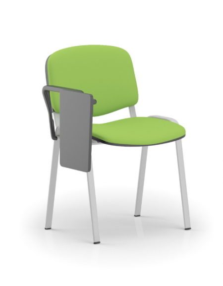 Sedia fissa da attesa e conferenza imbottita con telaio in acciaio colore grigio - bracciolo e tavoletta in nylon nero - CAM