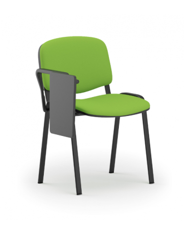 Sedia fissa da attesa e conferenza imbottita con telaio in acciaio colore nero - bracciolo e tavoletta in nylon nero - CAM