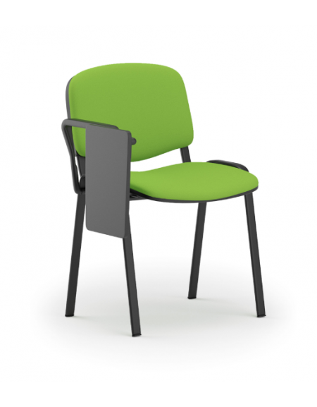 Sedia fissa da attesa e conferenza imbottita con telaio in acciaio colore nero - bracciolo e tavoletta in nylon nero - CAM