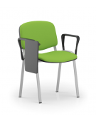 Sedia fissa da attesa e conferenza imbottita con telaio in acciaio colore grigio- braccioli e tavoletta in nylon nero - CAM