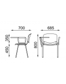 Sedia fissa da attesa e conferenza imbottita con telaio in acciaio colore nero- braccioli e tavoletta in nylon nero - CAM