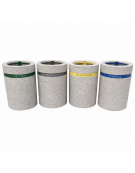 Set per raccolta differenziata composto da 4 cestoni portarifiuti cm Ø 50x70h cad. in cemento colore Bianco sabbiato - CAM