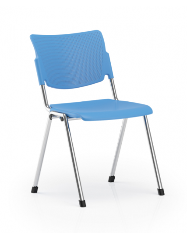 Sedia fissa ufficio con sedile e schienale in polipropilene di vari colori - Telaio in tubo di acciaio cromato - Certificata CAM