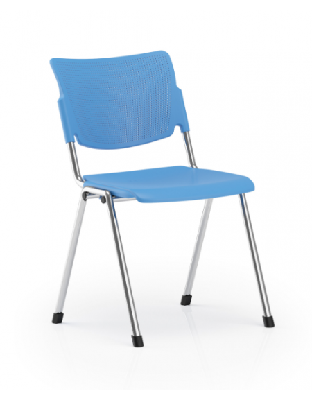 Sedia fissa ufficio con sedile e schienale in polipropilene di vari colori - Telaio in tubo di acciaio cromato - Certificata CAM