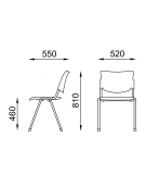 Sedia fissa ufficio con sedile e schienale in polipropilene di vari colori - Telaio in tubo di acciaio cromato - Certificata CAM