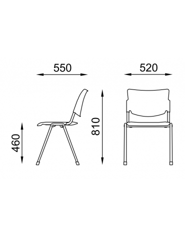 Sedia fissa ufficio con sedile e schienale in polipropilene di vari colori - Telaio in tubo di acciaio cromato - Certificata CAM