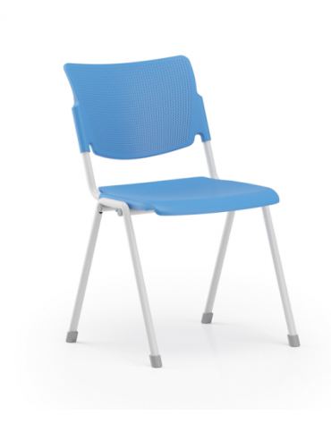 Sedia fissa ufficio con sedile e schienale in polipropilene di vari colori - Telaio in tubo di acciaio verniciato nero o grigio 