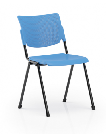 Sedia fissa ufficio con sedile e schienale in polipropilene ignifugo colore grigio o nero - Telaio in colore nero o grigio