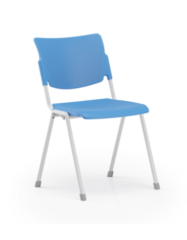 Sedia fissa ufficio con sedile e schienale in polipropilene ignifugo colore grigio o nero - Telaio in colore nero o grigio