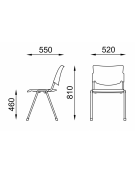 Sedia fissa ufficio con sedile e schienale in polipropilene ignifugo colore grigio o nero - Telaio in colore nero o grigio