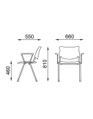 Sedia fissa ufficio con braccioli - sedile e schienale in polipropilene vari colori - Telaio in acciaio cromato - CAM