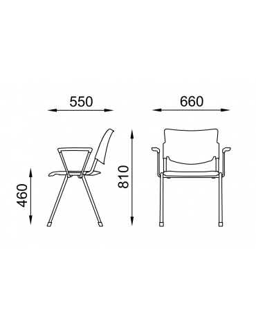 Sedia fissa ufficio con braccioli - sedile e schienale in polipropilene vari colori - Telaio in acciaio cromato - CAM