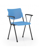 Sedia fissa ufficio con braccioli - sedile e schienale in polipropilene - telaio in tubo di acciaio verniciato nero o grigio