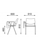 Sedia fissa ufficio con bracciolo e scrittoio - sedile e schienale in polipropilene - Telaio in acciaio cromato - CAM