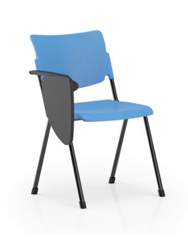 Sedia fissa con bracciolo e scrittoio con sedile e schienale in polipropilene - Telaio in tubo di acciaio verniciato