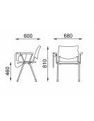 Sedia fissa ufficio con braccioli e scrittoio - sedile e schienale in polipropilene - Telaio in acciaio cromato - CAM