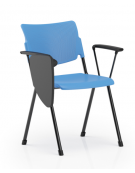 Sedia fissa con braccioli e scrittoio - sedile e schienale in polipropilene - Telaio in acciaio verniciato nero o grigio