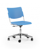 Sedia girevole su ruote - sedile e schienale in polipropilene - Telaio in tubo d'acciaio verniciato grigio - CAM