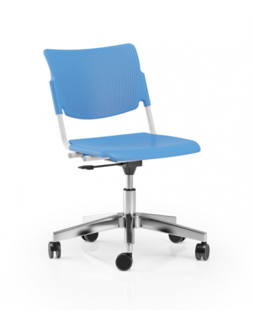 Sedia girevole su ruote - sedile e schienale in polipropilene - Telaio in tubo d'acciaio verniciato grigio - CAM