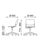 Sedia girevole su ruote - sedile e schienale in polipropilene - Telaio in tubo d'acciaio verniciato grigio - CAM
