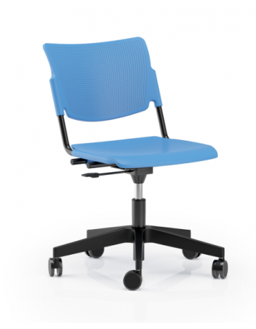 Sedia girevole su ruote - sedile e schienale in polipropilene - Telaio in tubo d'acciaio verniciato nero - CAM