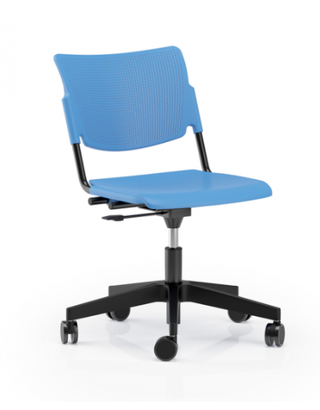 Sedia girevole su ruote - sedile e schienale in polipropilene - Telaio in tubo d'acciaio verniciato nero - CAM