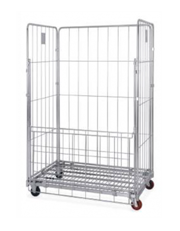 Carrello Roll container composto da 2 sponde laterali 1 sponda posteriore e 1 sportello anteriore - cm 120x81x180h