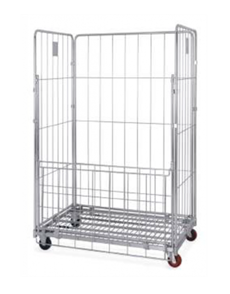 Carrello Roll container composto da 2 sponde laterali 1 sponda posteriore e 1 sportello anteriore - cm 120x81x180h